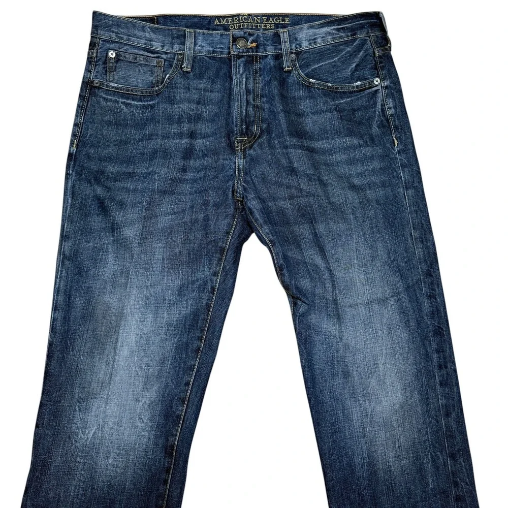 American Eagle Outfitters Mens Original Straight Blue Jeans Medium Wash 36x34